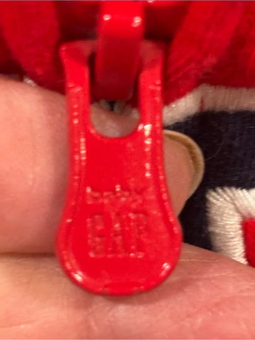 GAP Red Hooded Zip-Up Sweatshirt with Navy Logo